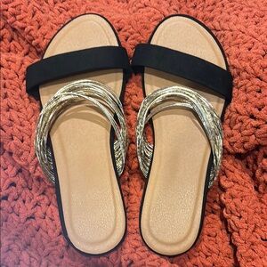 Elegant Black and Gold Women's Sandals
